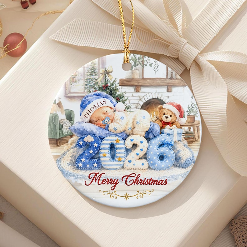 Baby First Christmas Circle Ceramic Ornament