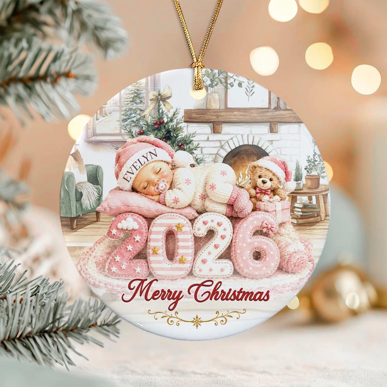 Baby First Christmas Circle Ceramic Ornament