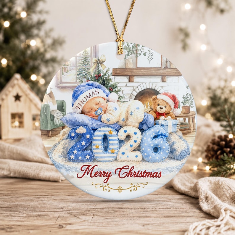 Baby First Christmas Circle Ceramic Ornament