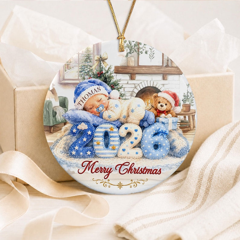Baby First Christmas Circle Ceramic Ornament