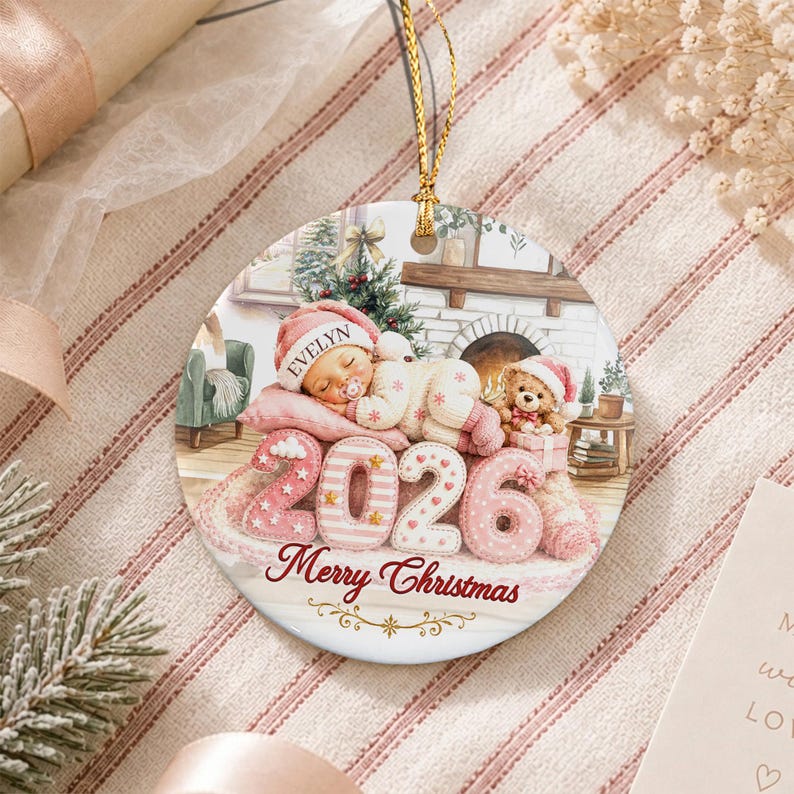 Baby First Christmas Circle Ceramic Ornament