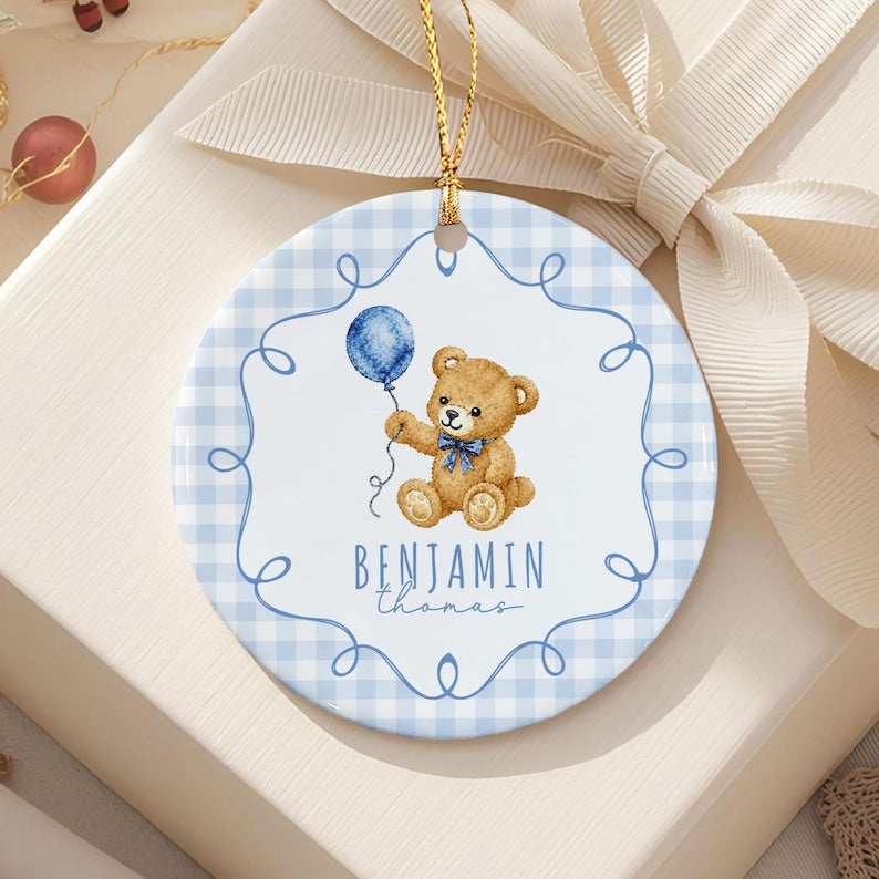 Baby Shower Bear Ceramic Ornament