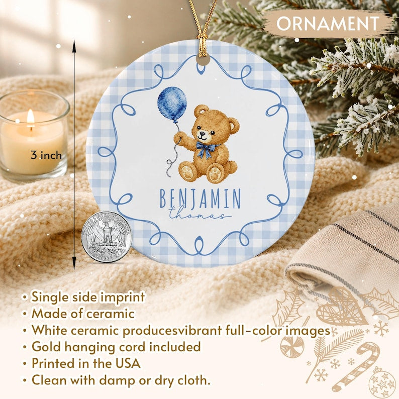 Baby Shower Bear Ceramic Ornament