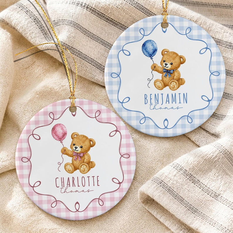 Baby Shower Bear Ceramic Ornament