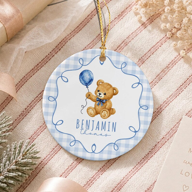 Baby Shower Bear Ceramic Ornament