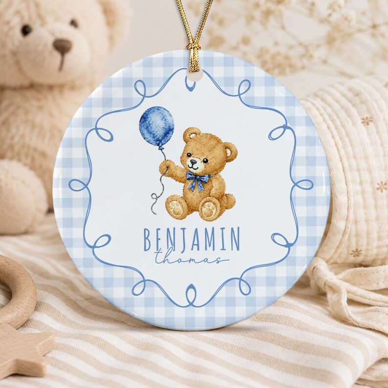 Baby Shower Bear Ceramic Ornament