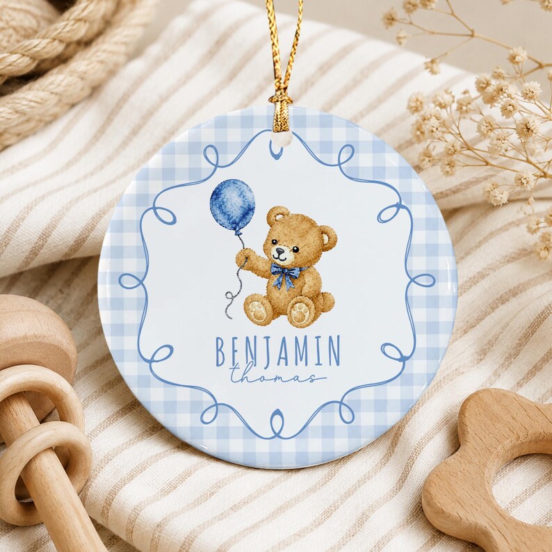 Baby Shower Bear Ceramic Ornament