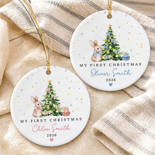 Baby Rabbit Ceramic Christmas Ornament