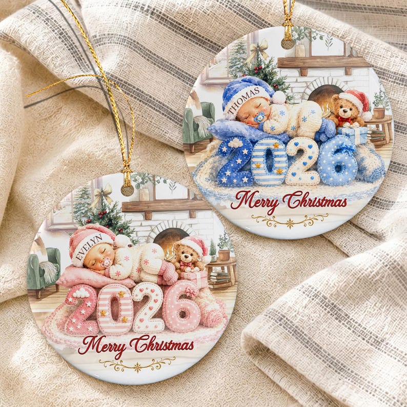 Baby First Christmas Circle Ceramic Ornament