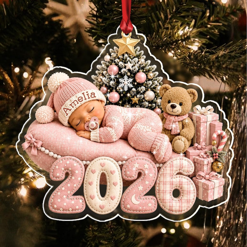 Baby Girl Sleeping Name Acrylic Ornament