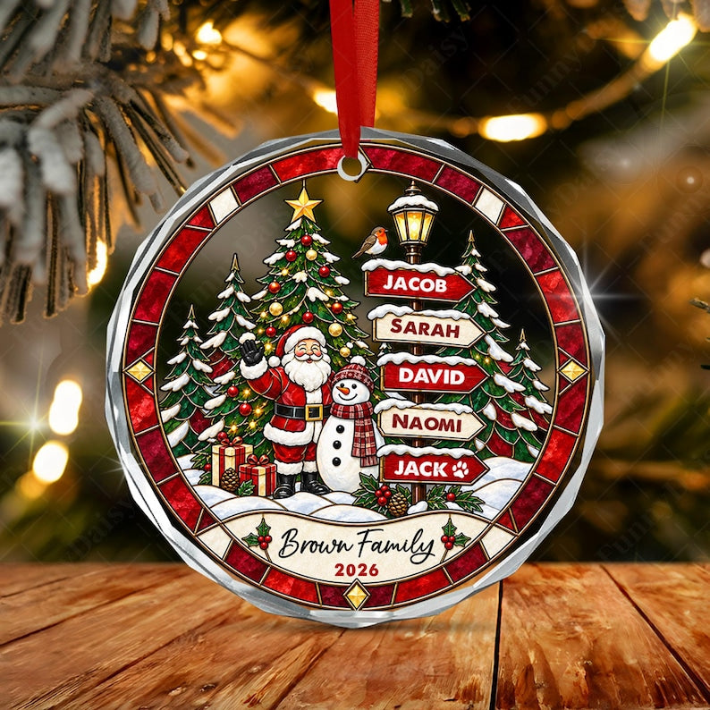 Family Sign Post Name Tree Ornament