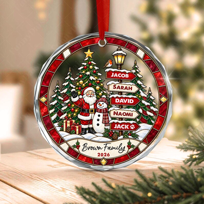 Family Sign Post Name Tree Ornament