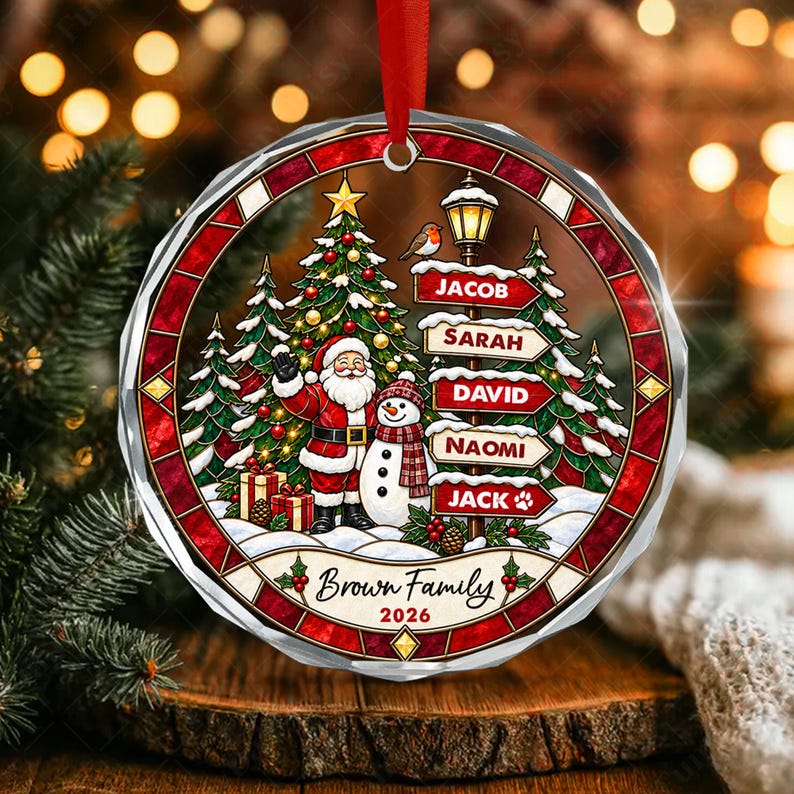 Family Sign Post Name Tree Ornament