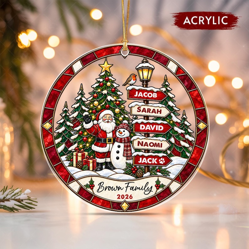 Family Sign Post Name Tree Ornament