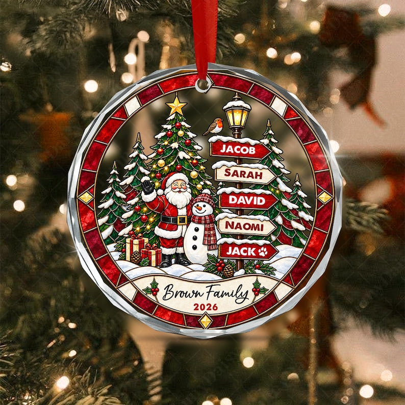 Family Sign Post Name Tree Ornament