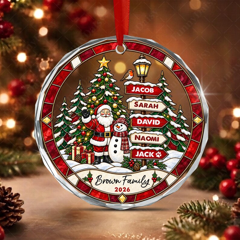 Family Sign Post Name Tree Ornament