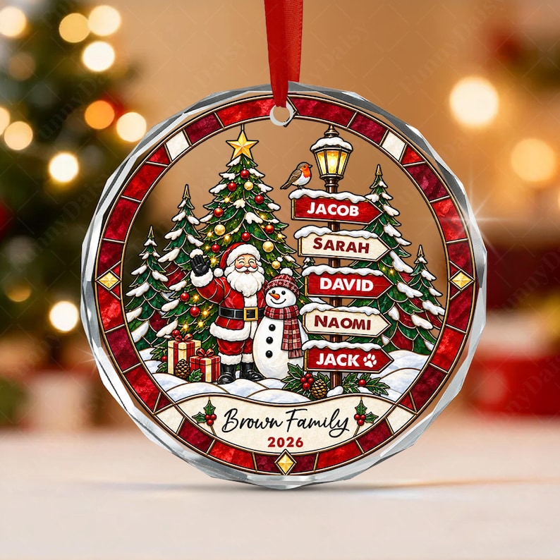 Family Sign Post Name Tree Ornament