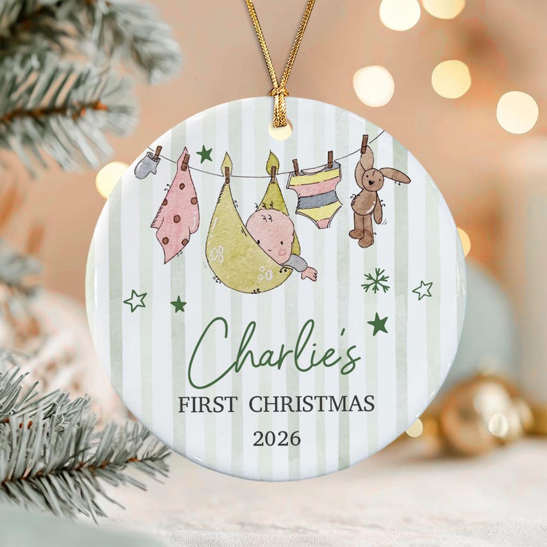 Hanging Baby Name Circle Ceramic Ornament