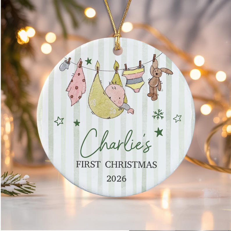 Hanging Baby Name Circle Ceramic Ornament