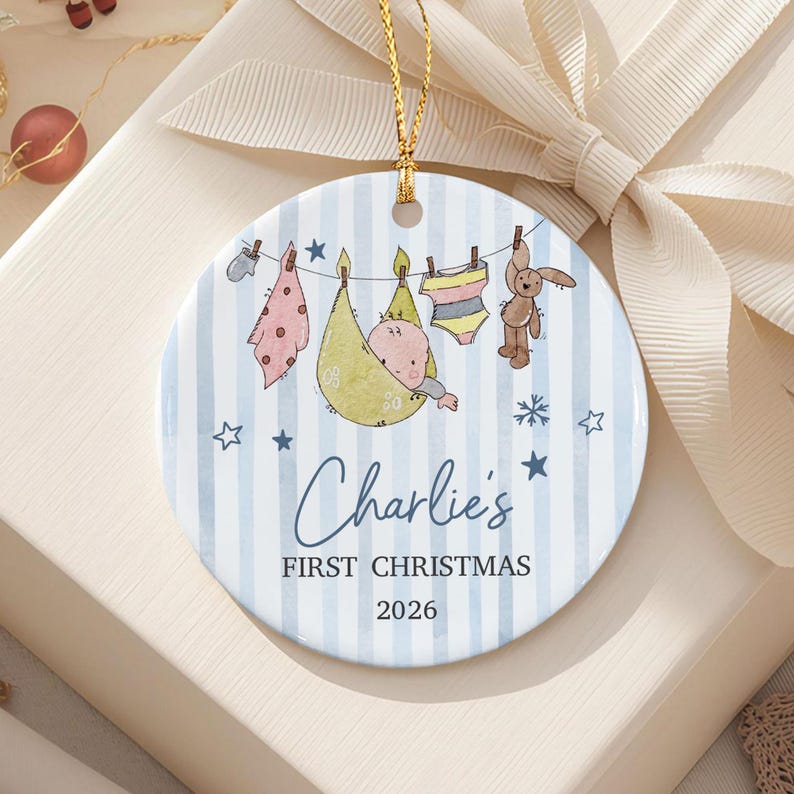 Hanging Baby Name Circle Ceramic Ornament