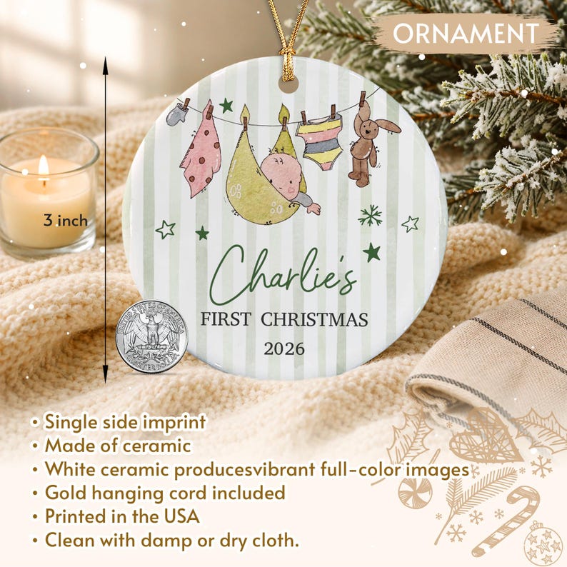 Hanging Baby Name Circle Ceramic Ornament