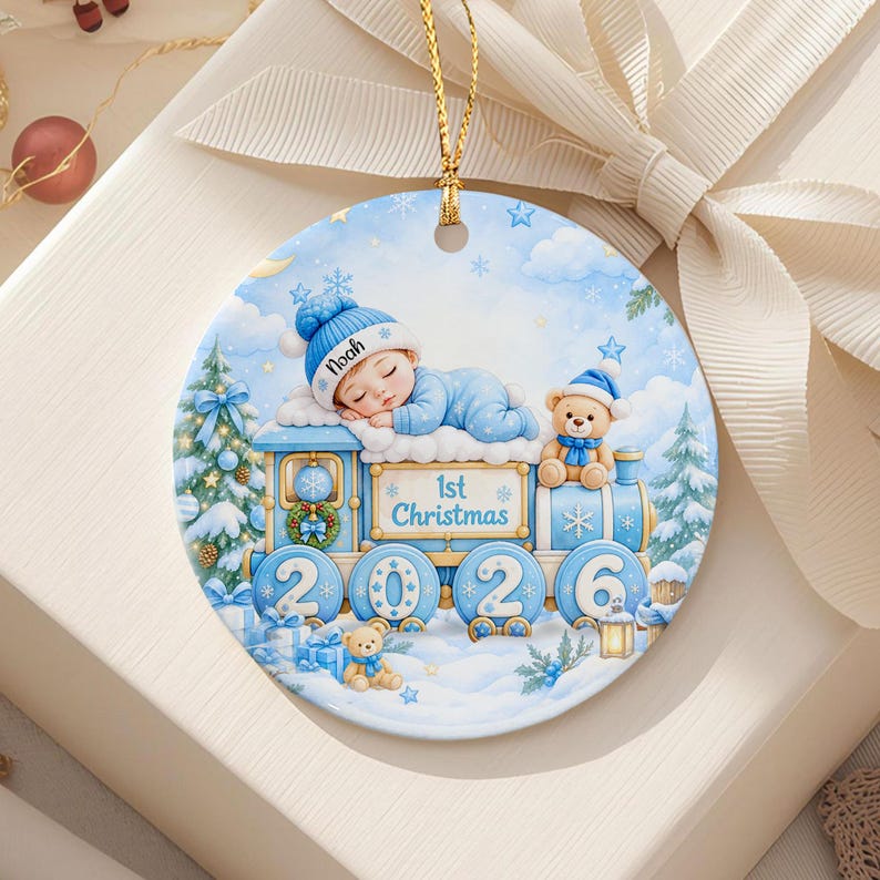Sleeping Baby Circle Ceramic Ornament