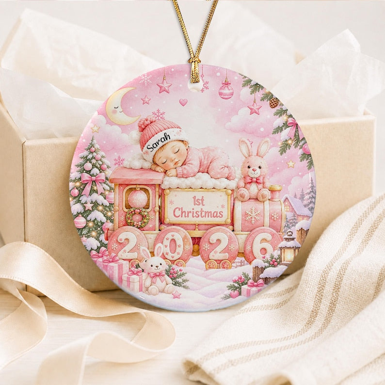 Sleeping Baby Circle Ceramic Ornament