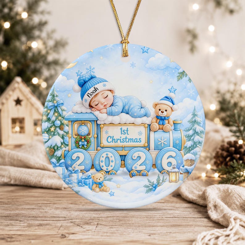 Sleeping Baby Circle Ceramic Ornament