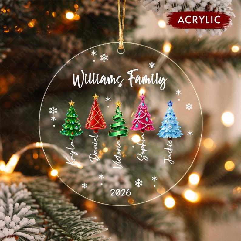 Sea Glass Christmas Tree Name Ornament