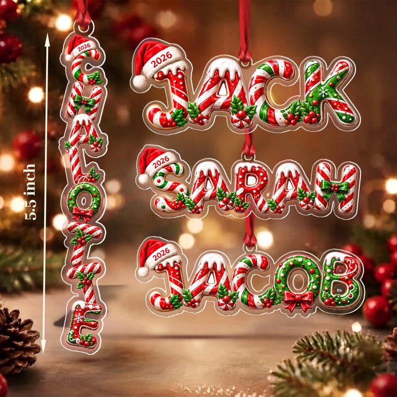 Gingerbread Letter Initial Acrylic Ornament