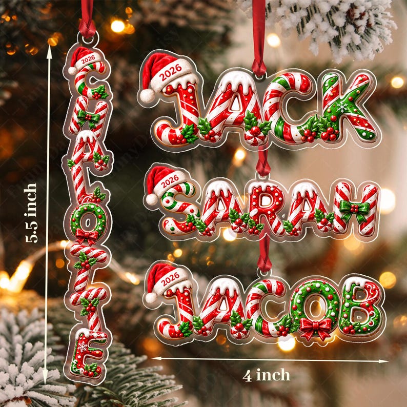 Gingerbread Letter Initial Acrylic Ornament