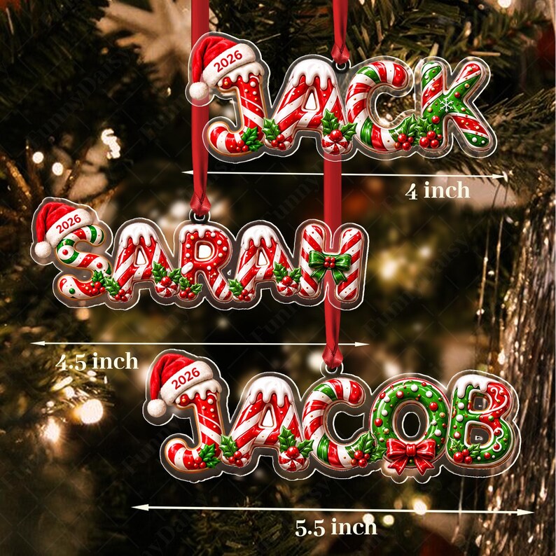 Gingerbread Letter Initial Acrylic Ornament