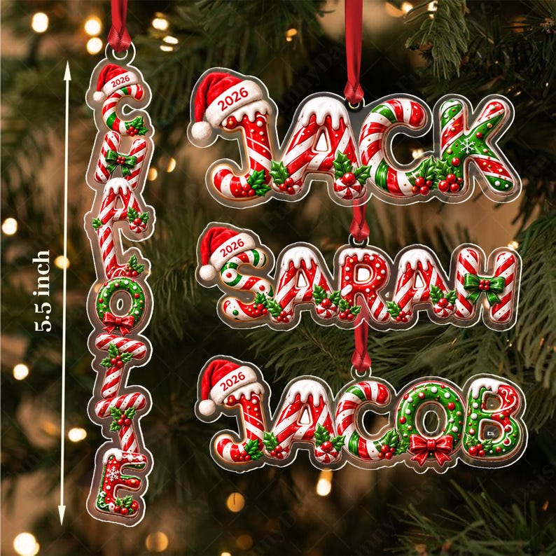 Gingerbread Letter Initial Acrylic Ornament