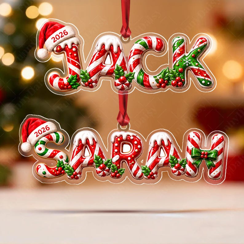 Gingerbread Letter Initial Acrylic Ornament