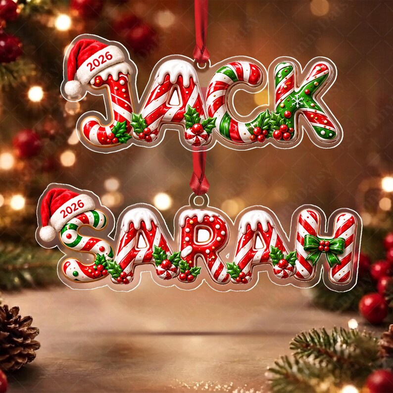 Gingerbread Letter Initial Acrylic Ornament