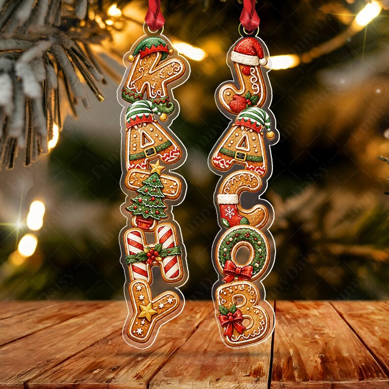 Gingerbread Letter Initial Acrylic Ornament
