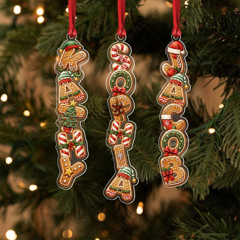 Kid Name Gingerbread Alphabet Ornament