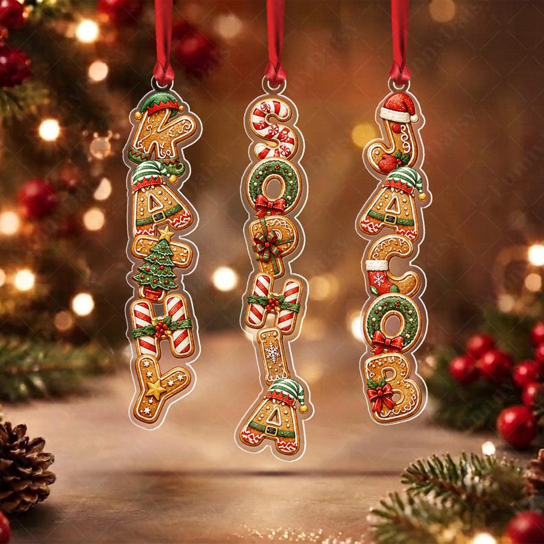 Kid Name Gingerbread Alphabet Ornament