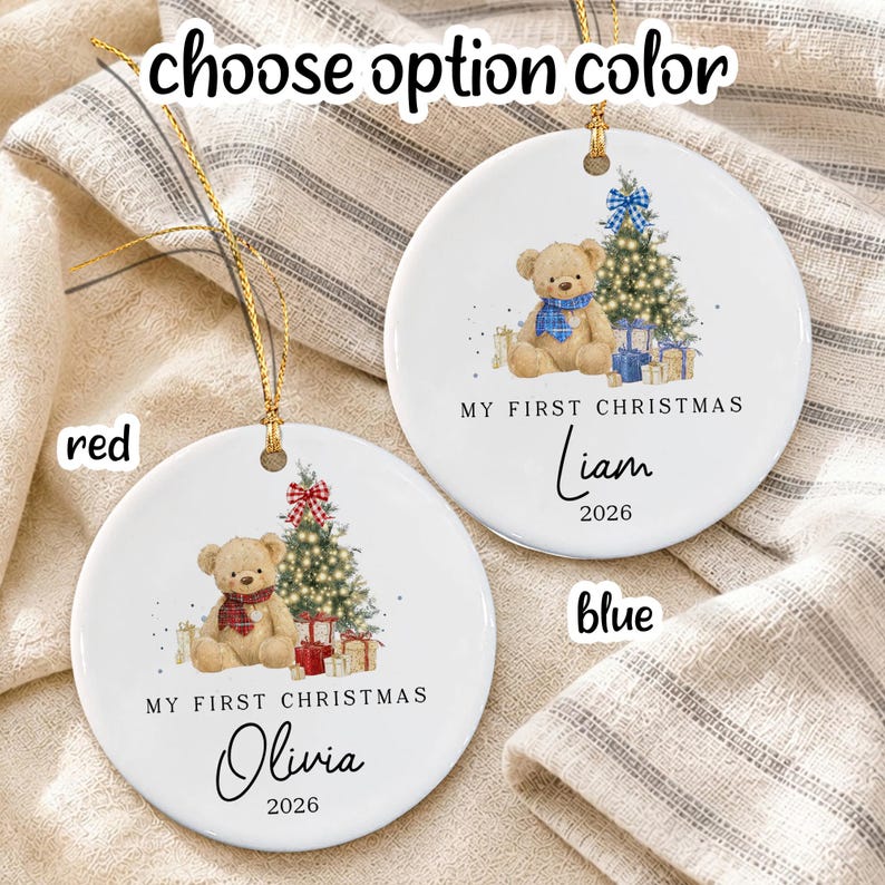 Baby Bear Whimsical Tree Ceramic Ornament