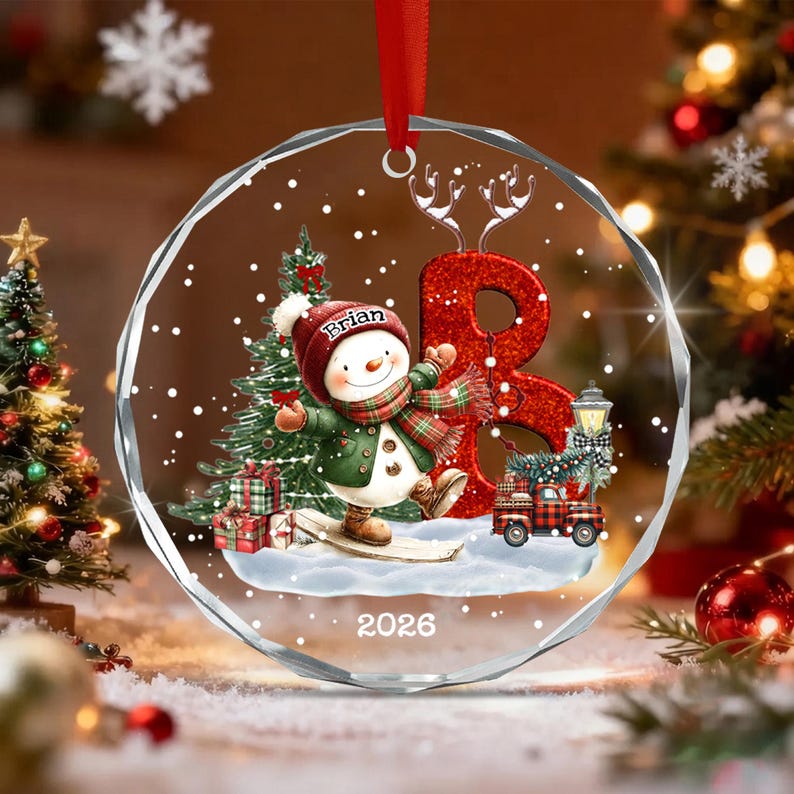 Snowman Letter Alphabet Name Ornament