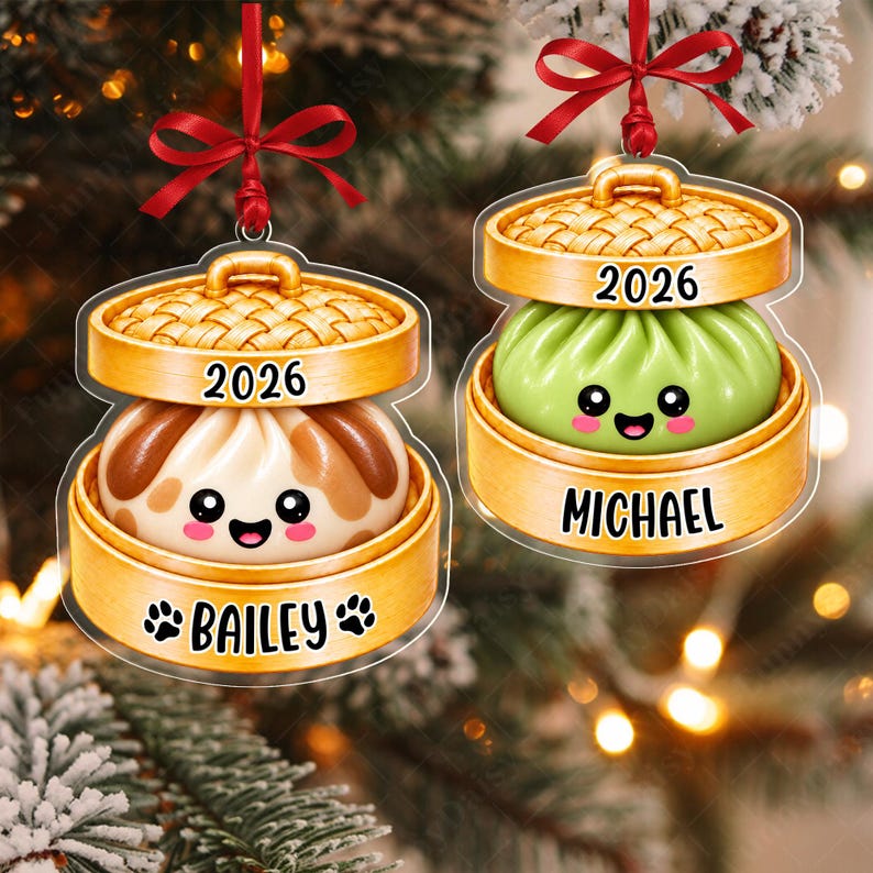 Glitter Dumpling Kid Name Christmas Ornament