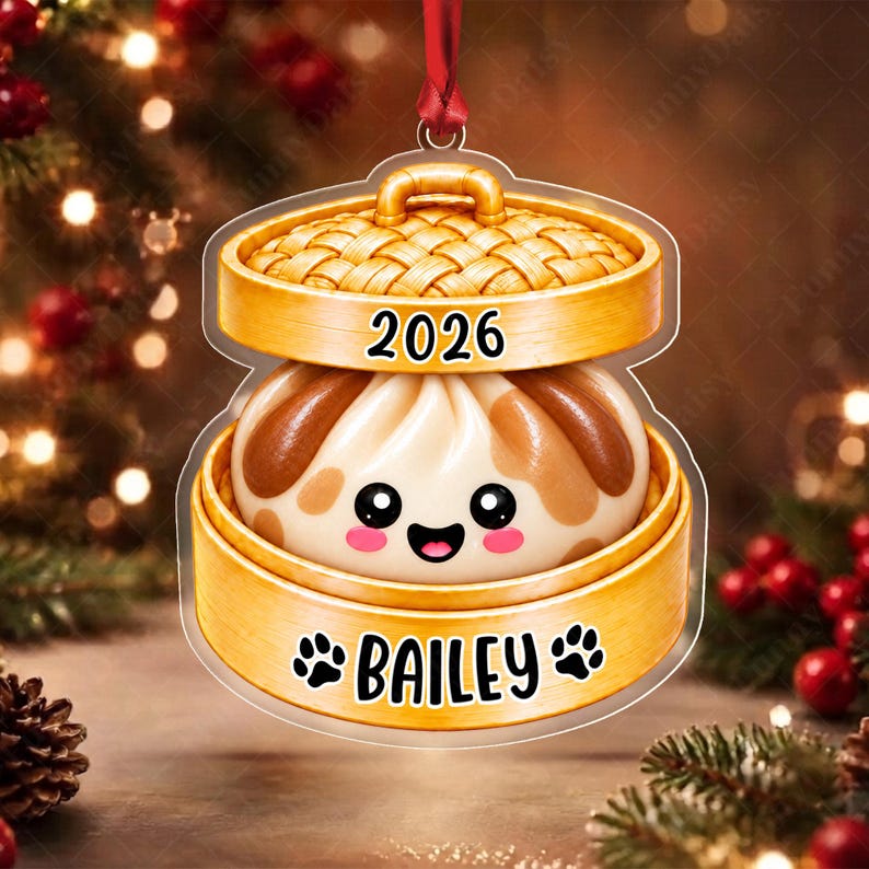 Glitter Dumpling Kid Name Christmas Ornament