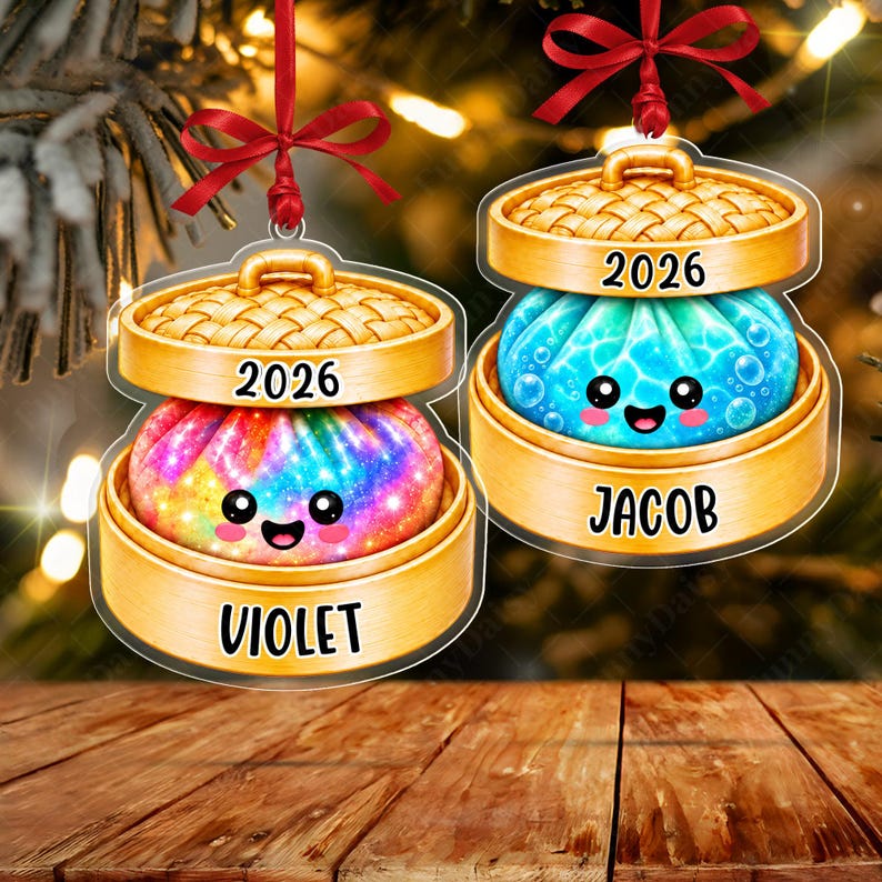 Glitter Dumpling Kid Name Christmas Ornament
