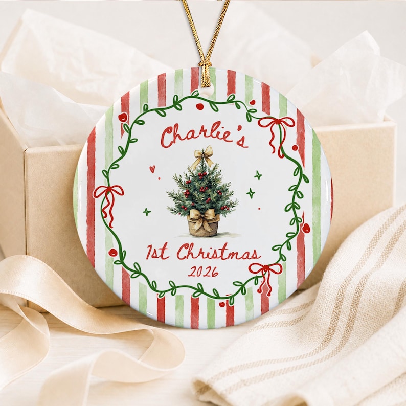 Baby Pine Tree 1-Sided Ceramic Ornament