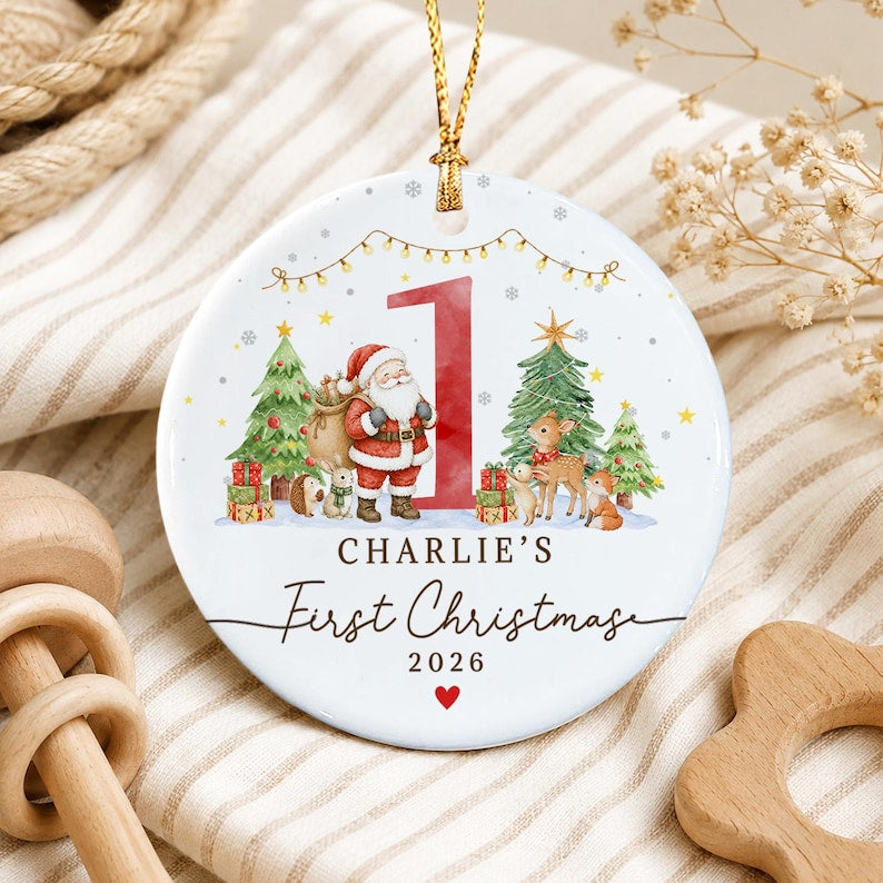 Woodland Baby Ceramic Christmas Ornament
