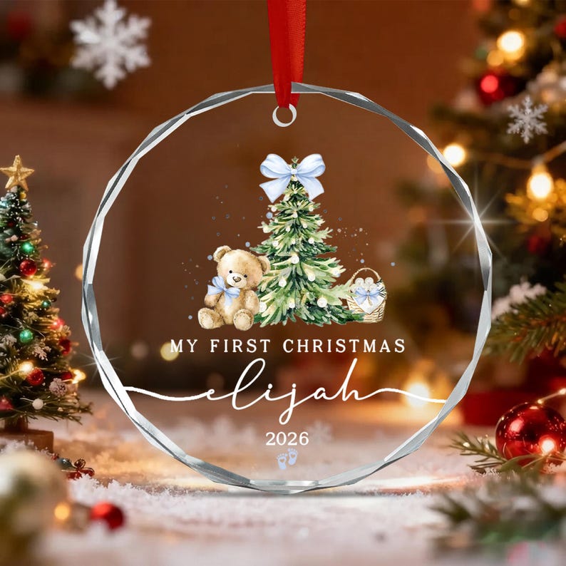 Baby Boy Teddy Bear Ornament 2026