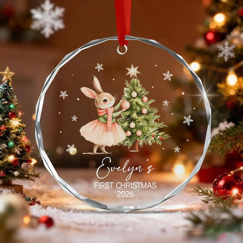 Baby Rabbit Name & Year Christmas Ornament