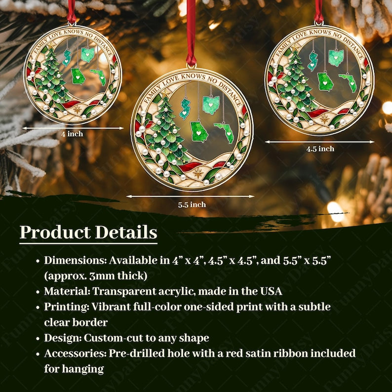 State & Country Long Distance Ornament