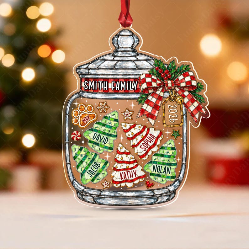 Family Tree Cake Christmas Jar Ornament