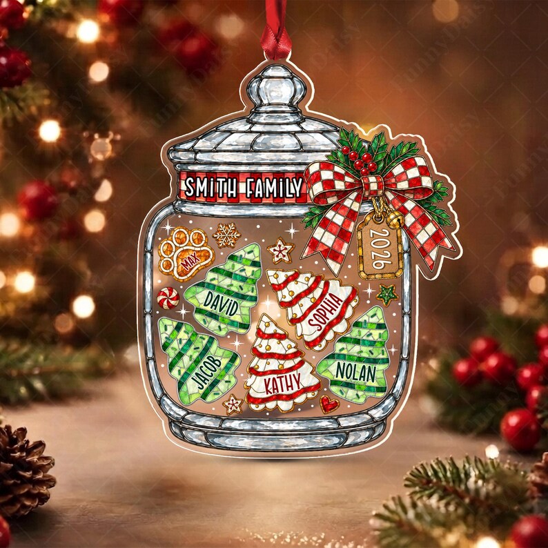 Family Tree Cake Christmas Jar Ornament